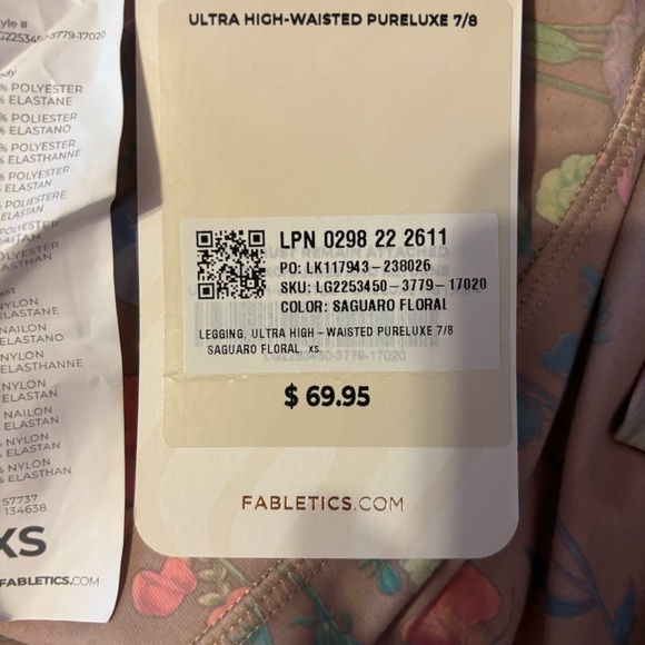 Fabletics Leggings PureLux Ultra High Waist Cropped Leggings Saguaro Floral XS - Picture 13 of 14